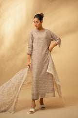 Zouj Unstitched 3 Piece Chikankari Lawn Edit Collection'2025-Frosted Silver