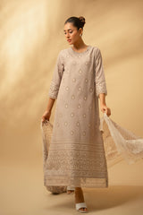 Zouj Unstitched 3 Piece Chikankari Lawn Edit Collection'2025-Frosted Silver