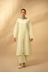 Zouj Unstitched 3 Piece Chikankari Lawn Edit Collection'2025-Pistachio Essence