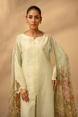 Zouj Unstitched 3 Piece Chikankari Lawn Edit Collection'2025-Pistachio Essence