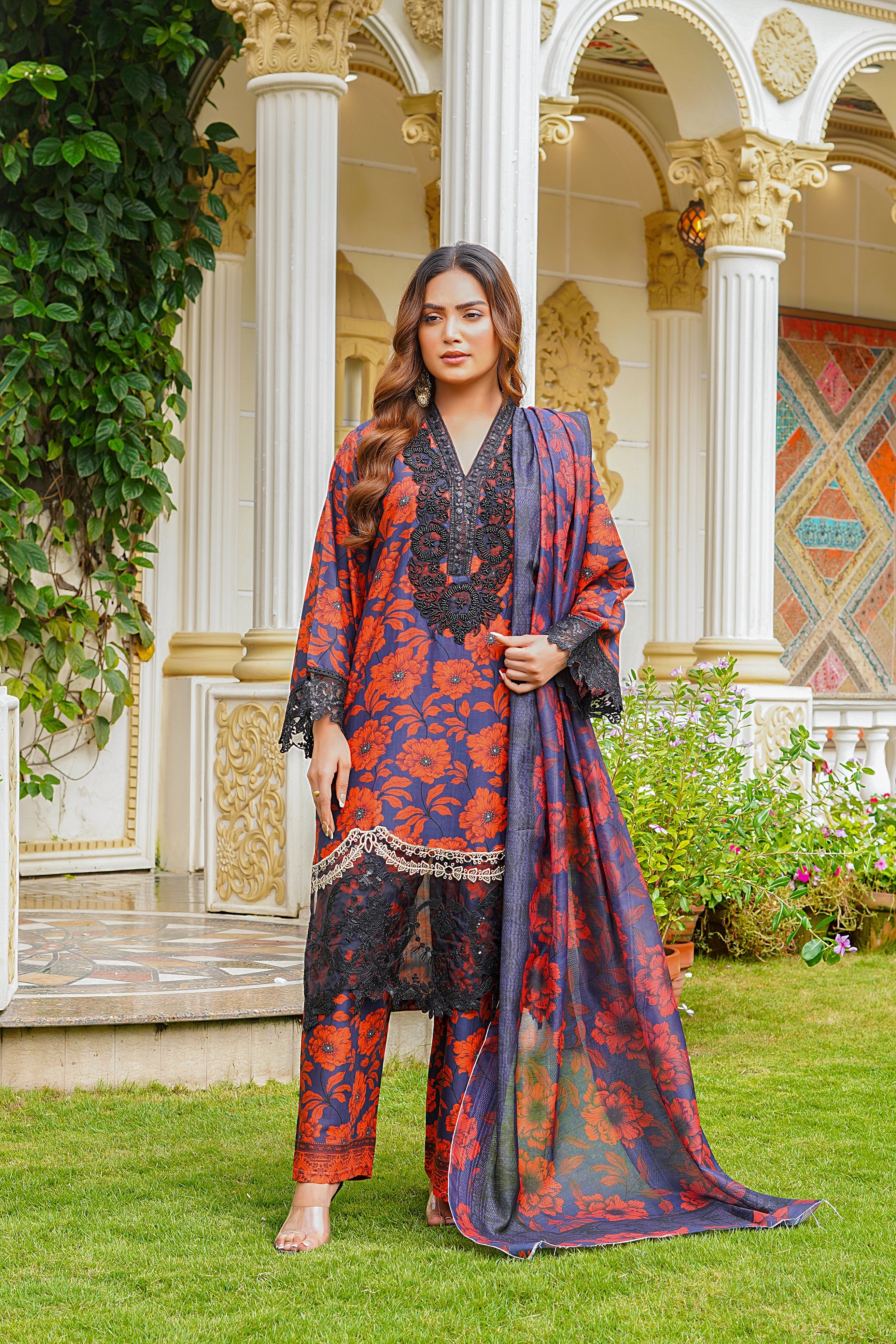 Rang E Gulposh Stitched 3 Piece Lawn Collection'2025-RNG-1204