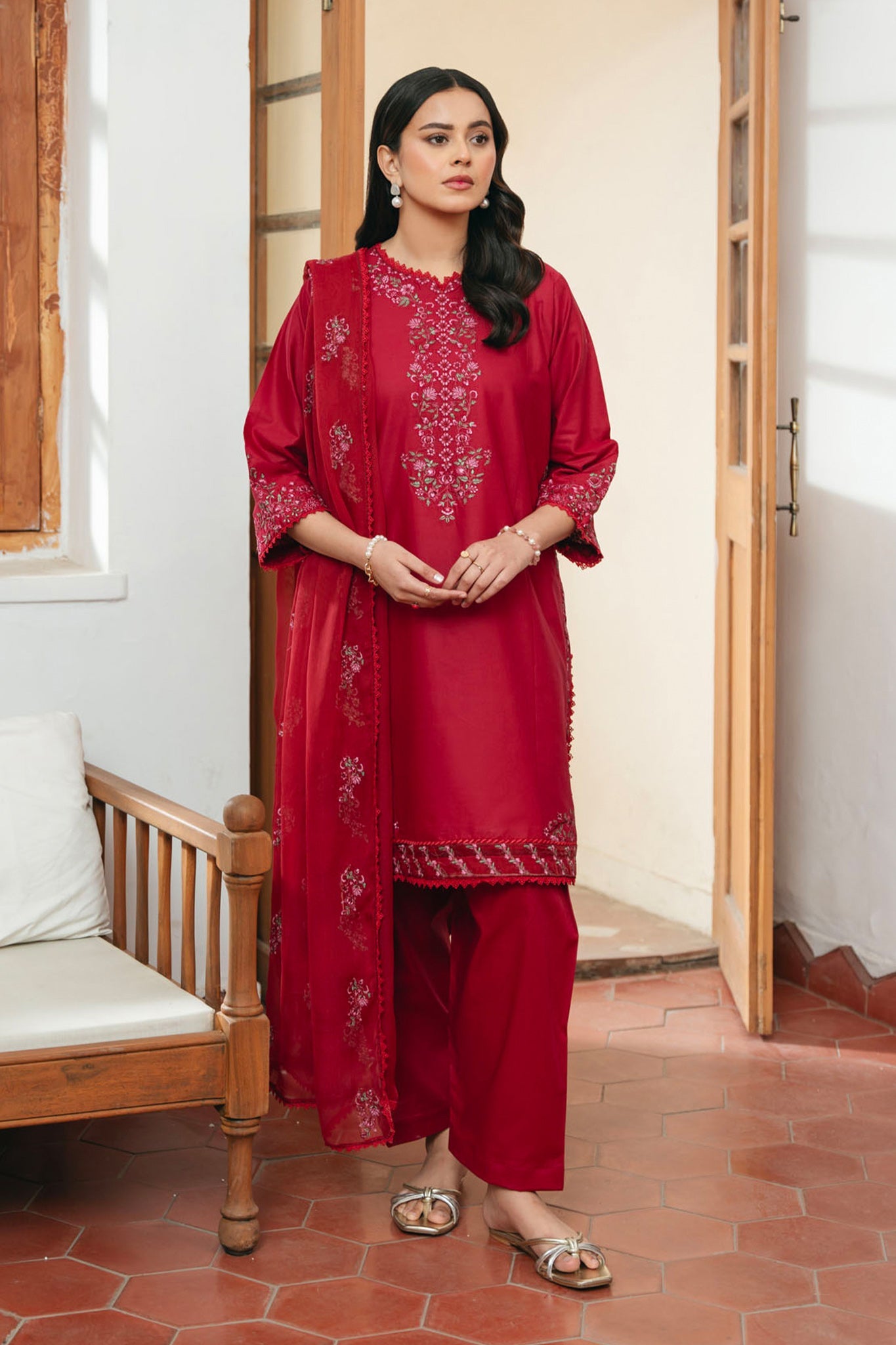 Spring Edit'25 By Mannat Clothing Stitched Collection-Carmine