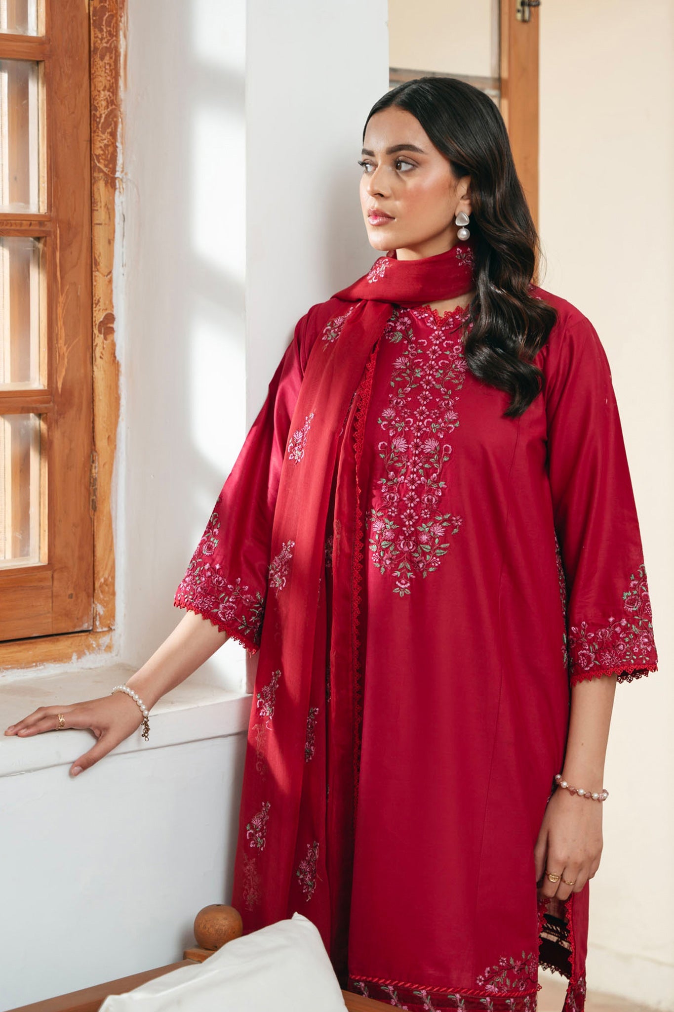 Spring Edit'25 By Mannat Clothing Stitched Collection-Carmine