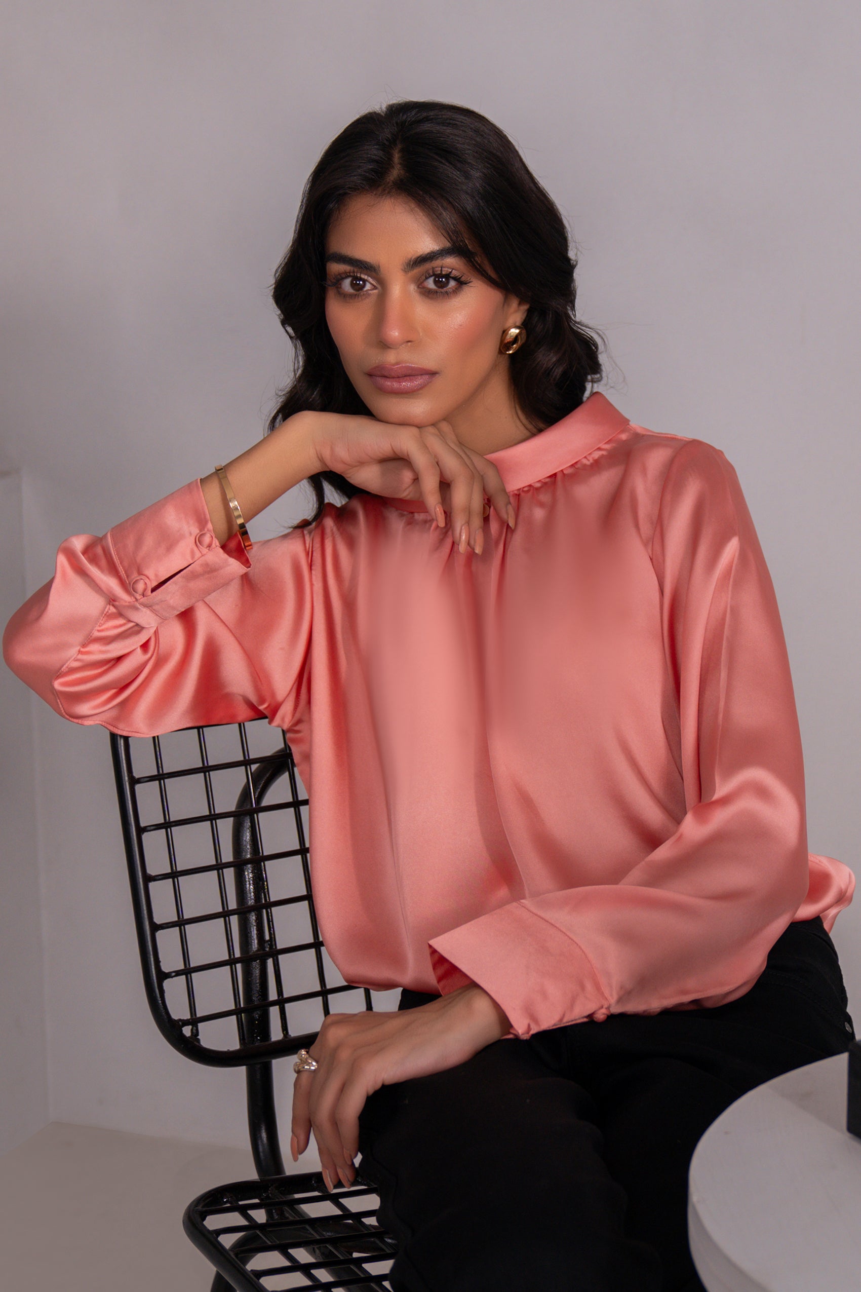 Kross Kulture Stitched Royal Silk- Solid Silk Top