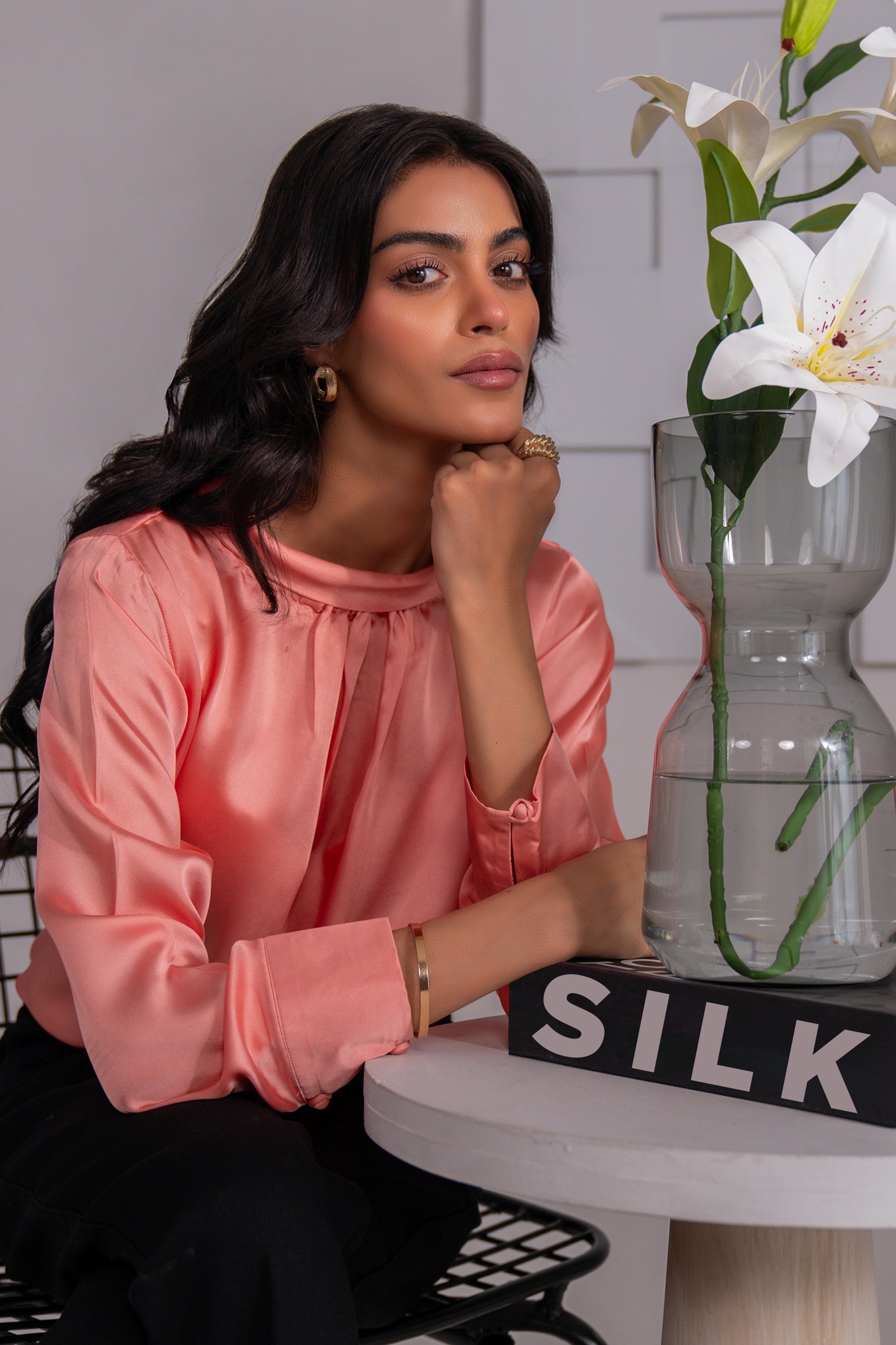 Kross Kulture Stitched Royal Silk- Solid Silk Top