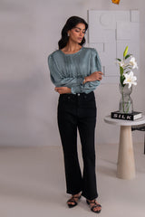 Kross Kulture Stitched Royal Silk Solid Charmeuse Silk Top