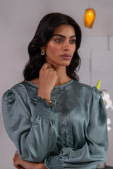 Kross Kulture Stitched Royal Silk Solid Charmeuse Silk Top
