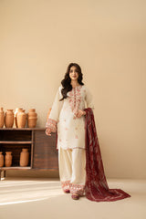 Tiraz Stitched 3 Piece Summer Suit-Roshni