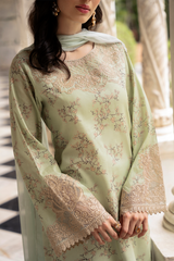 La Flora By Esra Stitched 3 Piece Emb Cambric Collection-LF-24-05