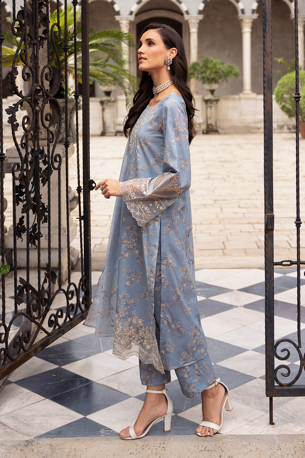 La Flora By Esra Stitched 3 Piece Emb Cambric Collection-LF-24-06