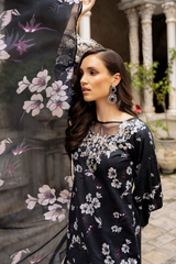 La Flora By Esra Stitched 3 Piece Emb Cambric Collection-LF-24-07