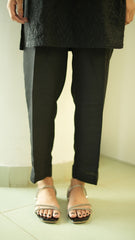 Deck Up Plain Raw Silk Trousers - Black