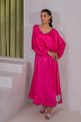 Kross Kulture Stitched Royal Silk Kaftan - Emb Charmeuse Silk