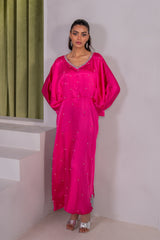 Kross Kulture Stitched Royal Silk Kaftan - Emb Charmeuse Silk