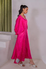 Kross Kulture Stitched Royal Silk Kaftan - Emb Charmeuse Silk