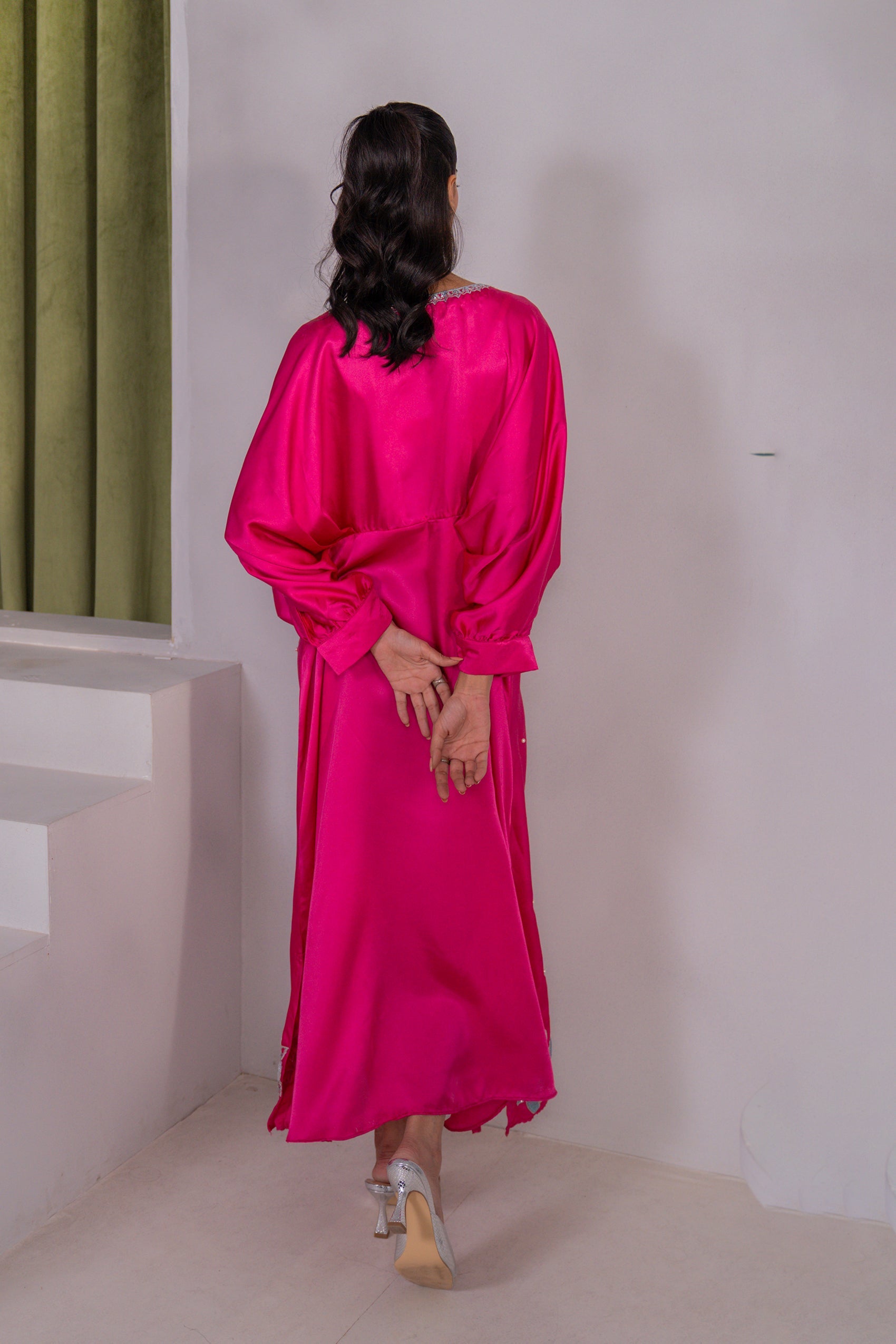 Kross Kulture Stitched Royal Silk Kaftan - Emb Charmeuse Silk