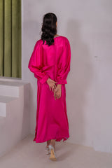 Kross Kulture Stitched Royal Silk Kaftan - Emb Charmeuse Silk