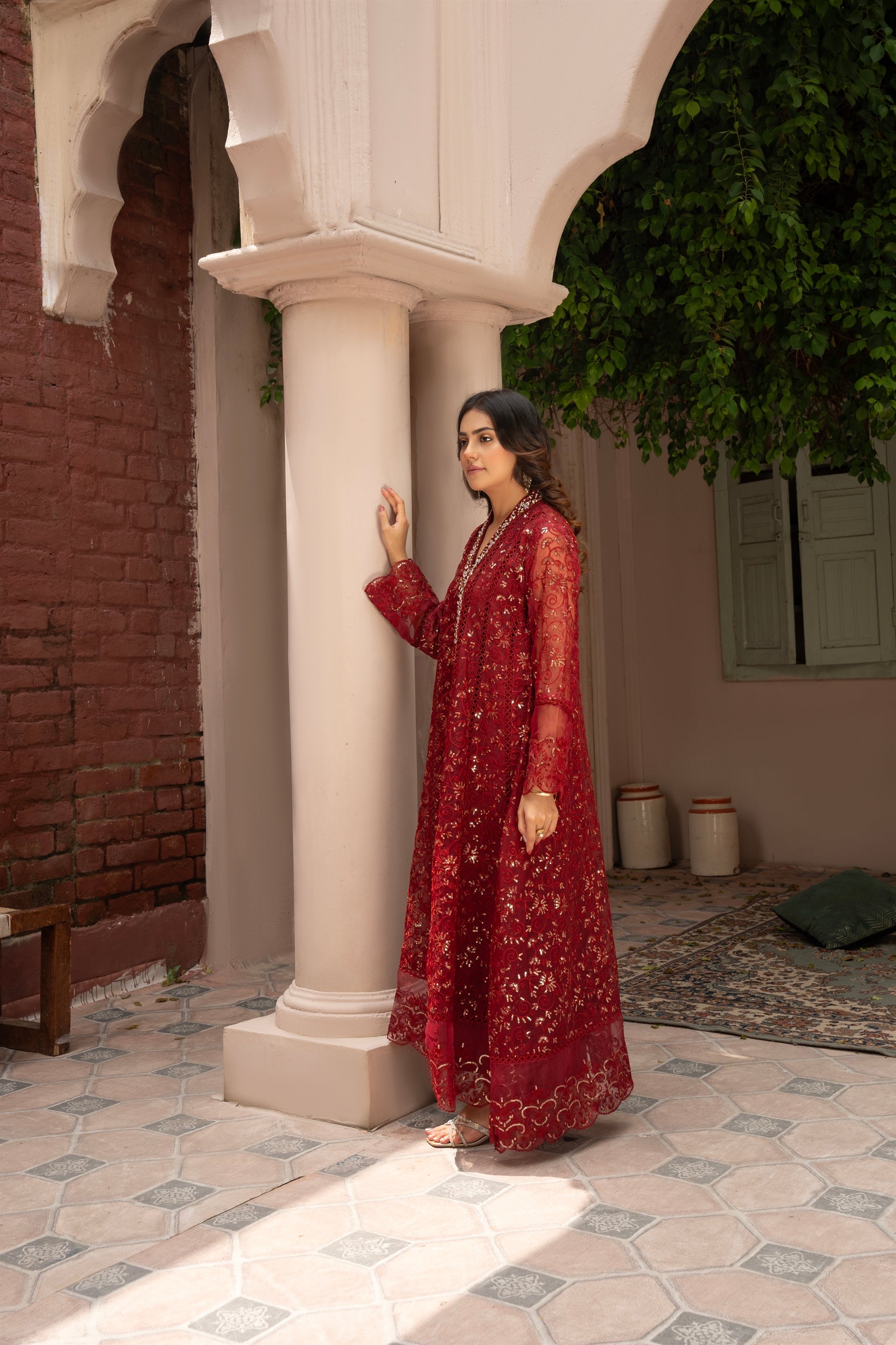 Rang Nirala By Manahils Stitched 3 Piece Formals Collection'2025-K-151-MAROON