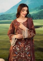 Meerak Stitched 3 Piece Emb Lawn Suit-Rustic