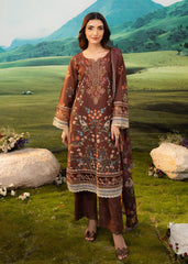 Meerak Stitched 3 Piece Emb Lawn Suit-Rustic