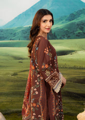 Meerak Stitched 3 Piece Emb Lawn Suit-Rustic