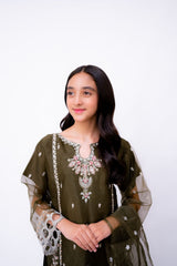 Khayat Stitched 3 Piece Kids Formals Collection'2025-RUSSET