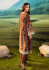 Meerak Stitched 3 Piece Emb Lawn Suit-Rustic
