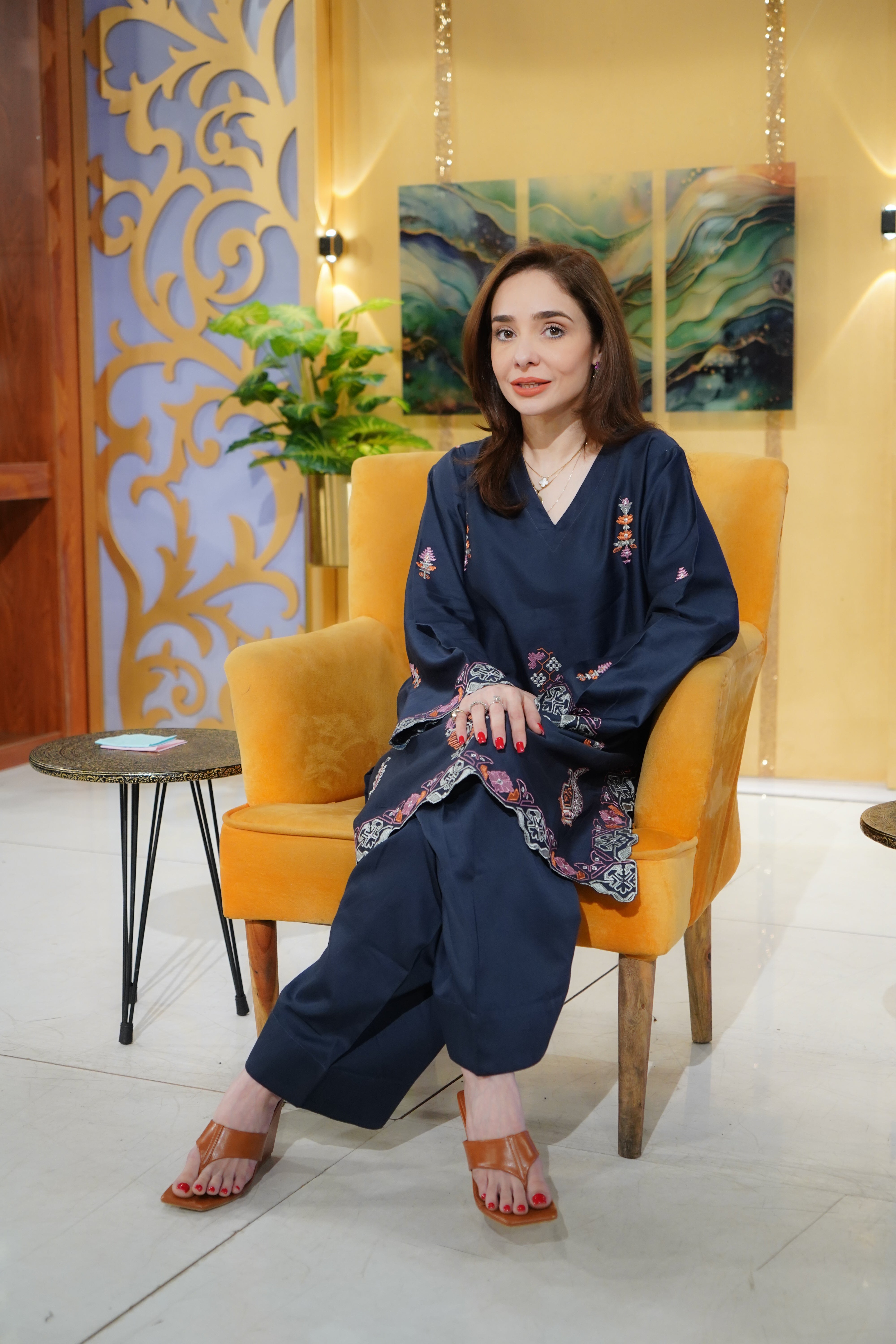 Urban Cut 2 Piece Cotton Satin Embroidered Co- Ord Set with Farshi Shalwar