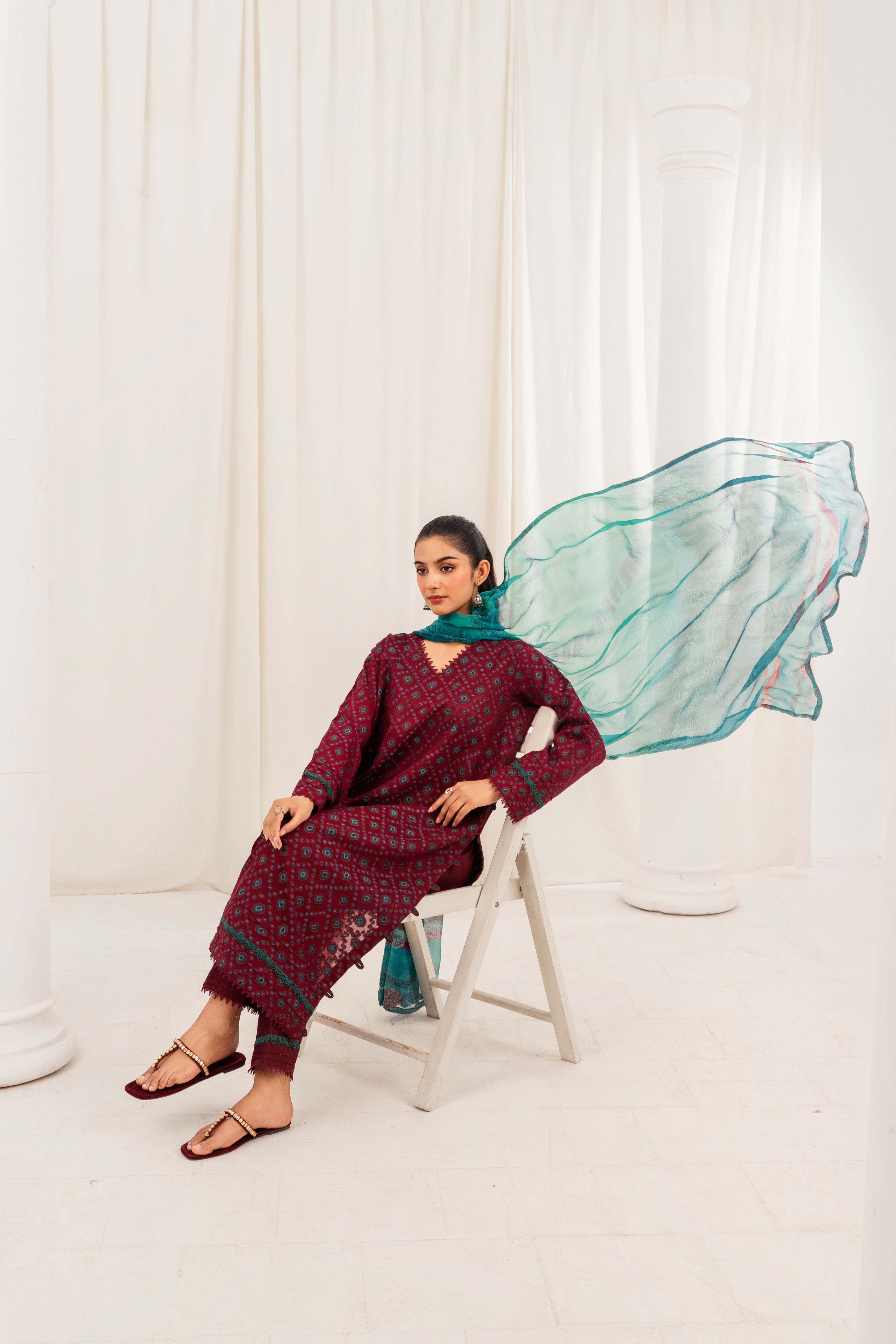 Aayra Stitched Summer Collection'2025-AY1811 - Wine Dynasty 3Pc