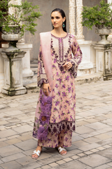 La Flora By Esra Stitched 3 Piece Emb Cambric Collection-LF-24-09