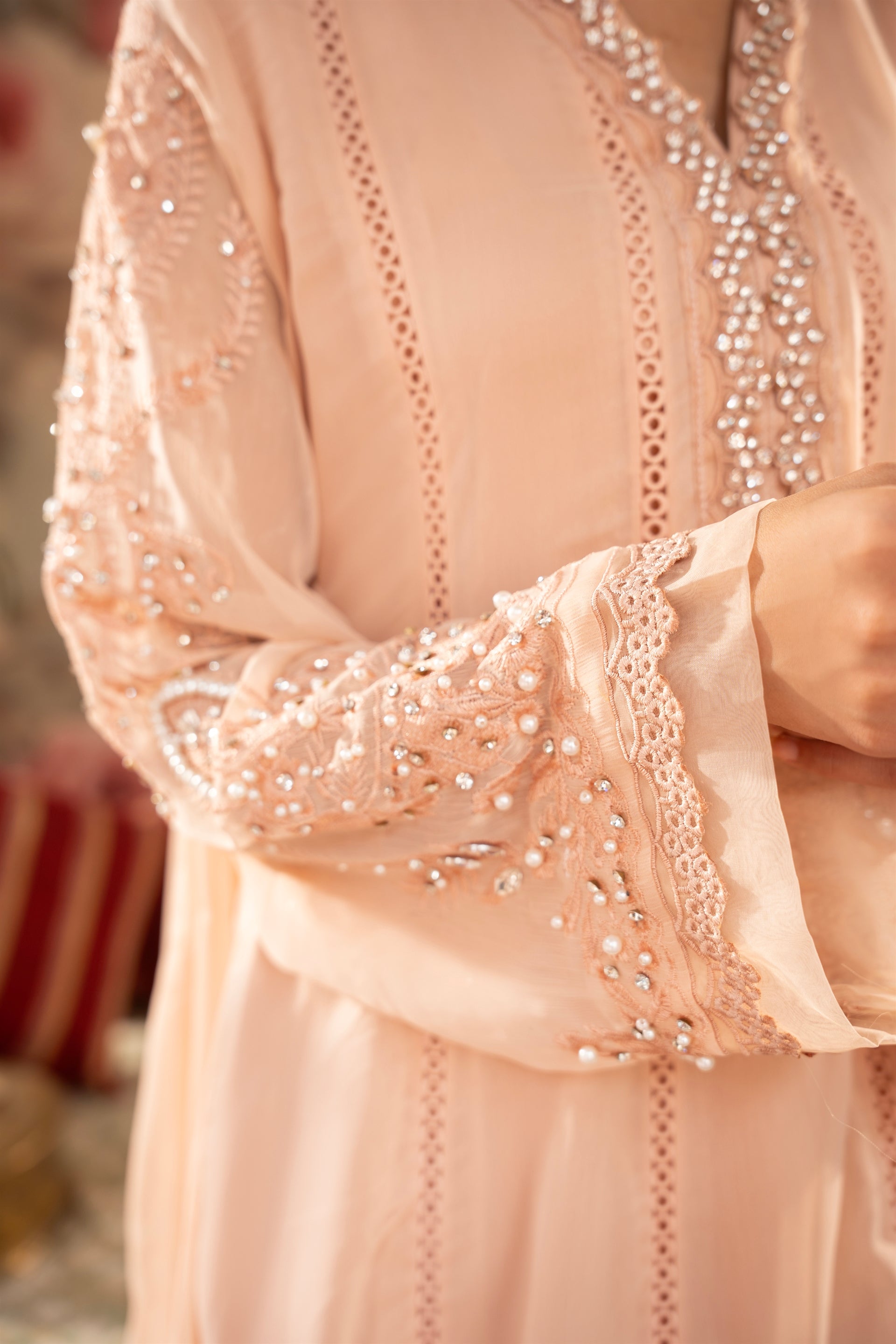Rang Nirala By Manahils Stitched 3 Piece Formals Collection'2025-K-165-PEACH