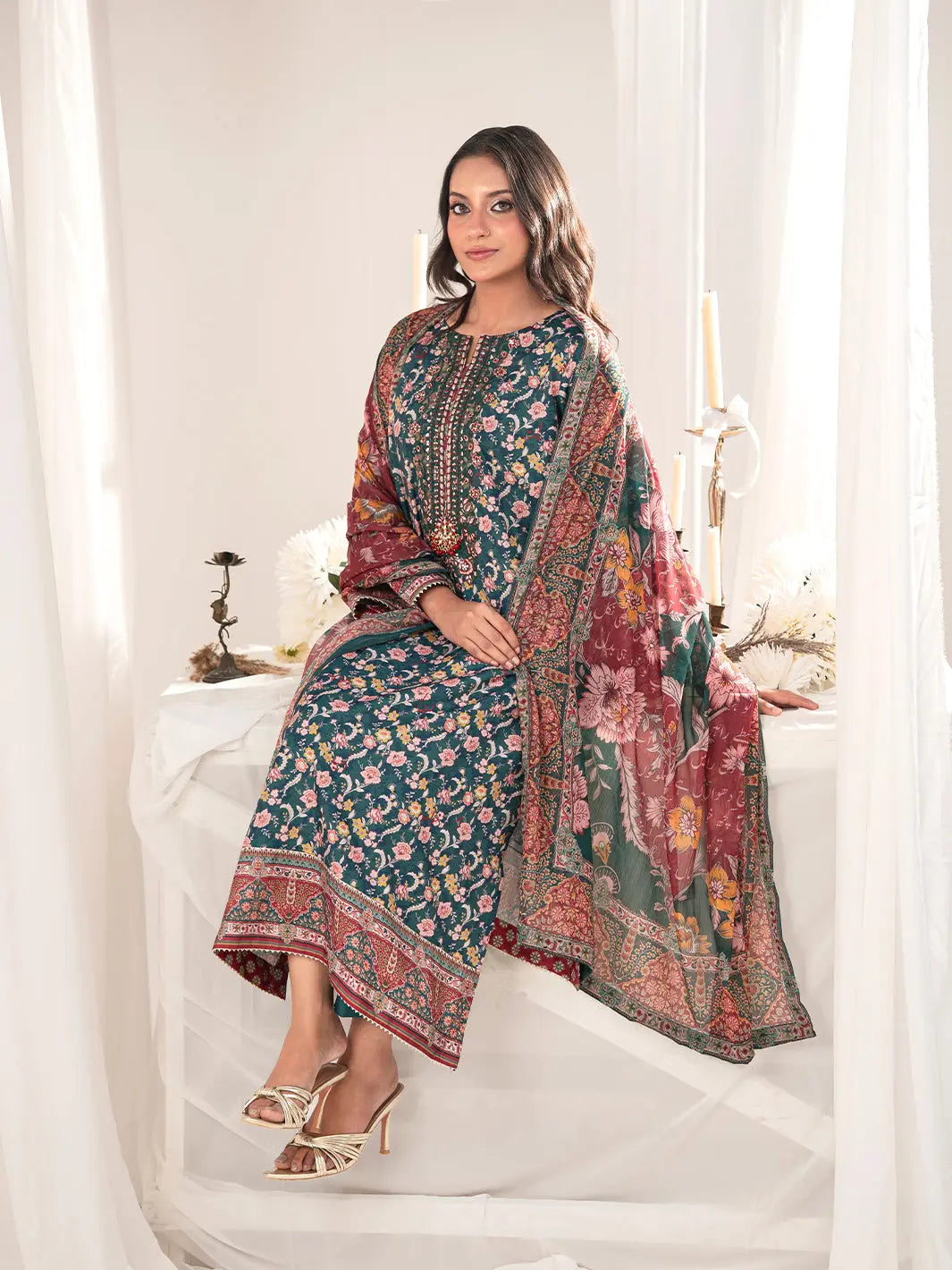 Umeed | 3 Piece | Embroidered | Green Tngmdstore