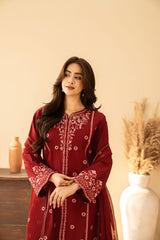 Tiraz Stitched 3 Piece Summer Suit-Hania