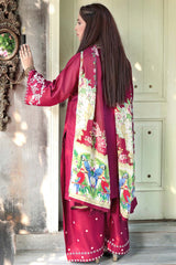 Ayra Stitched 3 Piece Emb Lawn Suit-LL009SP1-Red