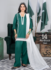 Ahlam By Safa Textile Stitched 3 Piece Summer Independence Edit Suit-Emerald Green