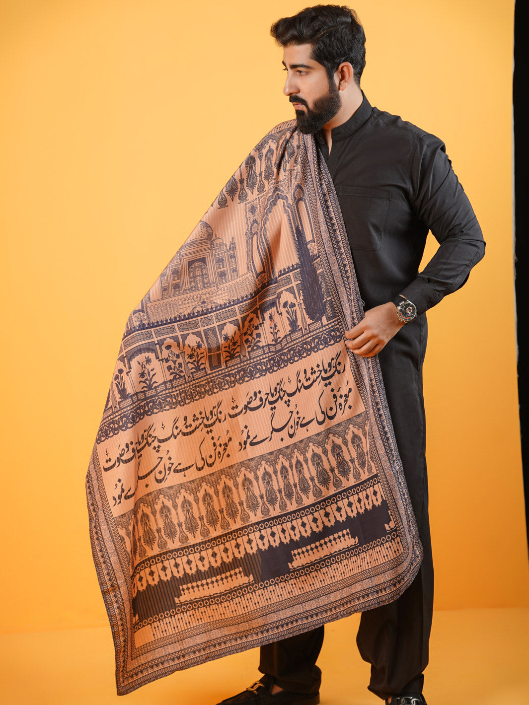 Tng By Md Men Shawl Collection-Taj Mahal Shawl (Brown - Men)