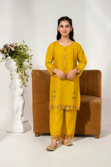 Khayat Stitched 2 Piece Emb Cotton Lawn Suit-Saffron