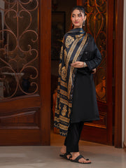 Tng By Md Stole Collection-Ajrak Batik Stole | Gold & Black