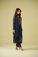 Satrang By Zouj Unstitched 3 Piece Formals Collection'2025-Navy Dusk