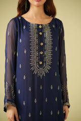 Satrang By Zouj Unstitched 3 Piece Formals Collection'2025-Navy Dusk