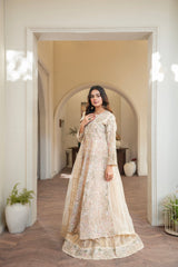 Couture by Manahils Stitched 3 Piece Luxury Formals Collection'2025-022-BEIGE