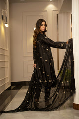 The Silk Allure By Zouj Unstitched 3 Piece Sheesha Silk Collection'2025-Noir