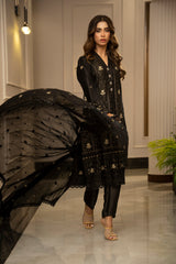 The Silk Allure By Zouj Unstitched 3 Piece Sheesha Silk Collection'2025-Noir