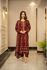 The Silk Allure By Zouj Unstitched 3 Piece Sheesha Silk Collection'2025-Royal Crimson