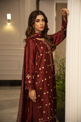 The Silk Allure By Zouj Unstitched 3 Piece Sheesha Silk Collection'2025-Royal Crimson
