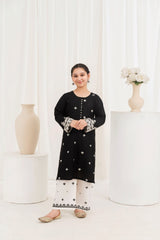 Khayat Stitched 2 Piece Emb Cotton Lawn Summer Suit-Black Contrast-KHA-K-BC