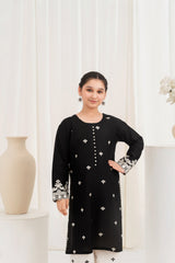 Khayat Stitched 2 Piece Emb Cotton Lawn Summer Suit-Black Contrast-KHA-K-BC