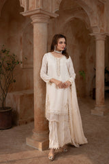 Shehr R Husn By Manahils Stitched 3 Piece-186-OFF WHITE