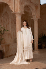 Shehr R Husn By Manahils Stitched 3 Piece-186-OFF WHITE