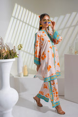 Dhaga Luxury Revival Stitched 2 Piece Summer Suit-Celestial